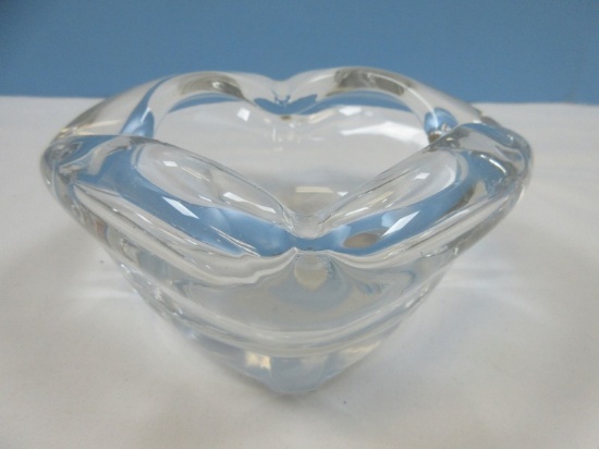 Vintage Murano Studio Art Glass Clear Cigar Heavy Ashtray Polished Base Approx. 3" H Top 5 1/2"