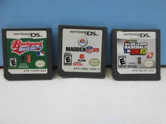 3 Nintendo DS Video Game Sports Cartridges NFL Madden 09, Backyard Baseball '10, Sports
