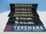 7 Various Logo Advertising Rubber Bar Mats Hendrick's, Malibu, and Teremana