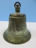 Rare Find J.B. A.R.P. Warden Brass Air Raid Bell Made in England Verdigris Patina Circa 1939