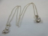 Sterling Silver Cable Chain Necklace w/ Cubic Zirconia Solitaire Floating Pendant in Presentation