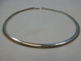 Sterling Silver Flexible Italian Flat Omega Chain Necklace Choker Wgt. 29 G