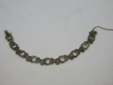 Sterling Silver Dazzling Marcasite Romance X's and O's Hugs and Kisses Bracelet 7 3/8