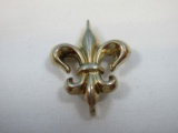 Admark Sterling Silver Gold Overlay Fleur De Lis Watch Pin/Brooch