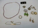 Lot Misc. Gold Filled Fleur De Lis Pen, Locket w/Rhinestone Fleur De Lis, Pair 14K Gold Filled