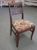 Classic Revival Style Mahogany Side Chair w/ Intricate Backsplat Upholstered Seat