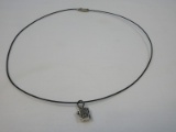 Stamped 925 Sterling Silver Charm Mini Prayer Box on Choker Necklace