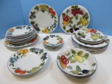 Lot 9 pcs. Oneida Vintage Fruit Pattern Hand Painted Dinnerware Plates/Coupe Bowls, 16 pcs.