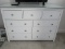 Contemporary Modern White Finish Double Dresser w/Protective Glass Top Features 9 Drawers