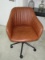 Sleek Elegant Design Mid Century Modern Stylish Desk Chair on Casters Sloping Armrest Faux