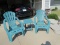 Lot 2 Pro Garden Adirondack Style Chairs Stackable, Folding Resin Slate Table, Bench/Chair