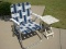 Lot Vintage Aluminum Frame Folding Lawn Chair w/Slate Folding Side Table