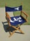 Classic Wooden Folding Director's Chair w/Navy Blue Canvas Seat & Back Flock of Seagulls