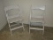 Pair Resin White Folding Chairs w/Backrest