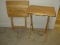 Pair Folding Wooden TV Trays w/Natural Finish