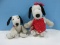 2 Plush Vintage Snoopy Beloved Beagle From Peanuts 1966, Applause Belle 1968 Adorable