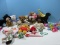 Lot Misc Collectible Plush Toys, Jointed Bears, Giraffe Figure, Spaceman, Ponies etc.