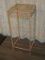 Beige metal Plant Stand Center Medallion & Scrollwork Design Top & Accent Trim- 28