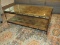 Rectangular Rustic Industrial-Style Coffee Table Distressed Wooden Herringbone Pattern Top w/