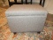 Traditional Storage Ottoman w/Hinged Top Gray Upholstery & Mahogany Spool Feet-