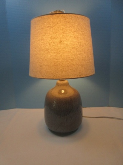 Gorgeous Transitional Modern Ceramic Chic Flair 18" Bud-Shaped Base Table Lamp Gray Mottled