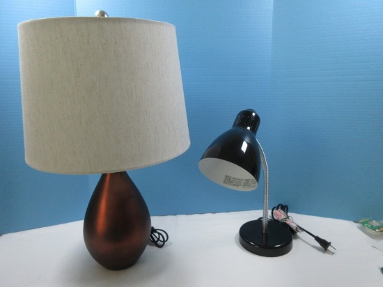 Lot Goose Neck Desk Lamp Black Finish & Simple Designs Tear Drop Modern Table Lamp 21"