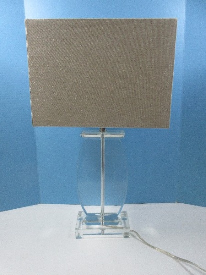 Phenomenal Modern Glam Glass Vase Form 26" Table Lamp Footed Base & Shimmering Shade