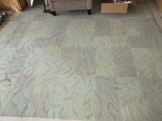 Area Rug Geometric Multicolor Block Design w/Raised Textured Stem Foliage Design