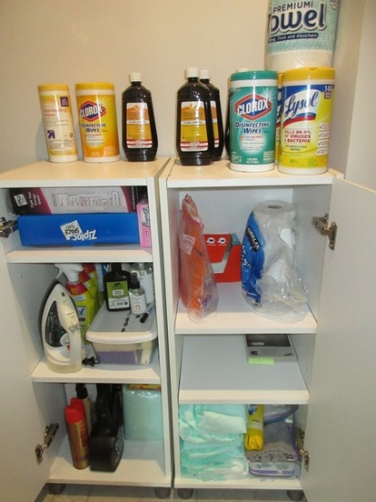 Lot Misc Cleaning Supplies, Ultra Pure paraffin Lamp Oil, Iron, Bounce Dryer Sheets etc.