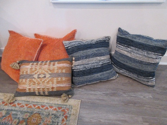 Collection Decorative Accent Throw Pillows 2 Orange Oveesha 22" Square Feathers & Down