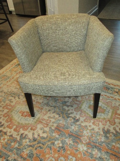 Modern Aesthetic Low Back Cheam Tup Style Chair Wood Trim Tapered Legs- 30"H x 28 1/2"