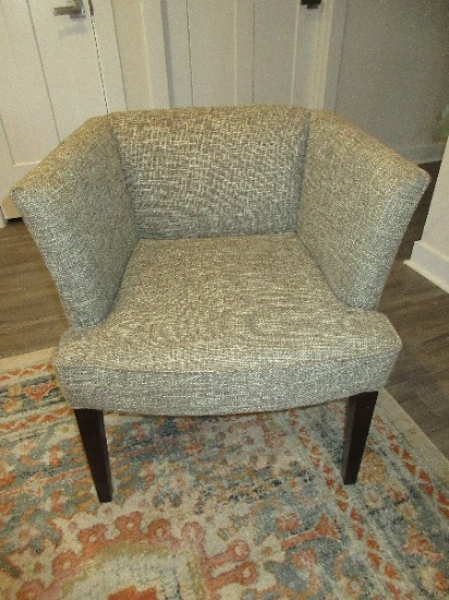 Modern Aesthetic Low Back Cheam Tup Style Chair Wood Trim Tapered Legs- 30"H x 28 1/2"