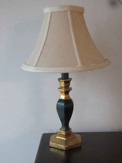 Refined Polyresin Neoclassical Style 16 1/2" Accent Candlestick Lamp Black Finish w/Gilt Accent