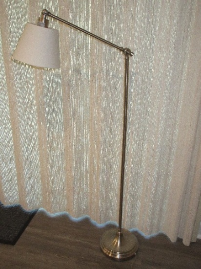 Post Modern Sleek Swing-Arm Floor Lamp Brushed Nickel Finish, Great Reading Lamp!