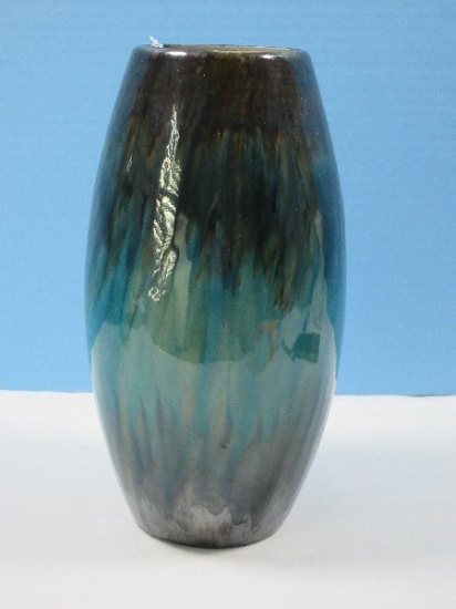 Three Hands Corp/ Ceramic 11" Ovoid Cylindrical Shape Vase Mid-Century Modern Style Blue-