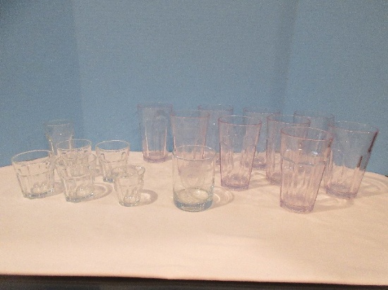 Lot Set of 4 IKEA Pokal Glassware 3 1/8", Set 9 Durable Plastic Tumblers, Duralex Glass, Etched