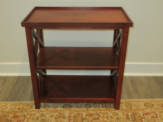 Classic "X" Design Cherry Chair Side Table/Bookcase- 24"H x 23 1/2" x 14"