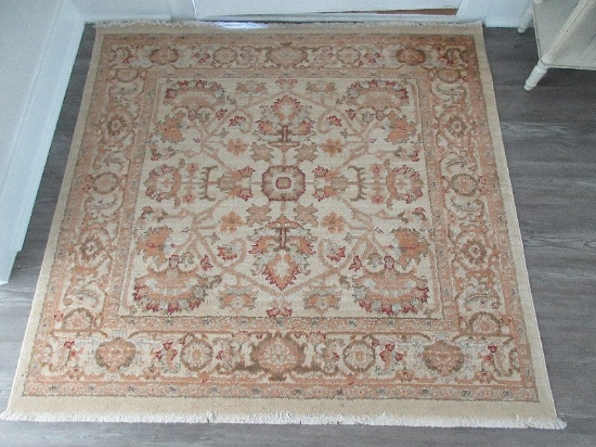 Unique Loom Graham Collection 4ft Square Accent Rug Traditional pattern Ivory/Tan Colors-