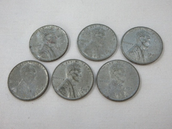 6 Collectible 1943-S/D/P Lincoln Wheat Penny-San Fran, Denver Mint Marks- Phila No Mint Mark