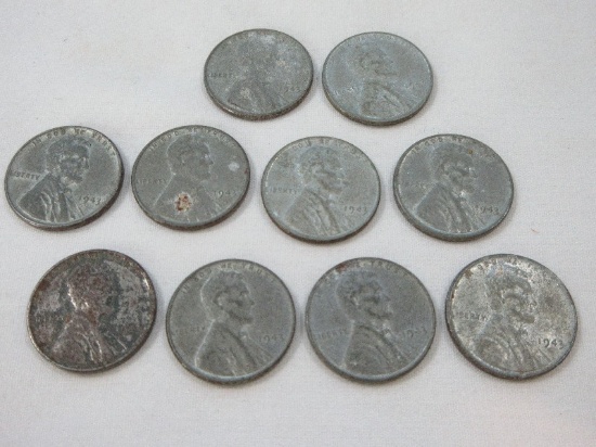 10 Collectible 1943 Lincoln Wheat Penny Philadelphia No Mint Mark Steel composition