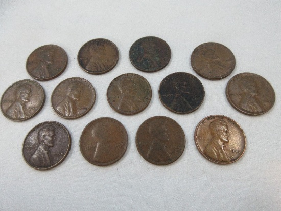 13 Collectible Lincoln Wheat Pennies Bronze Composite 95% Copper Composition