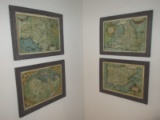 Vignette Set of 4 Wall D‚cor Napa Home & Garden Antique Style Maps in Rustic Frames  Spain,