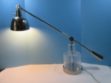 Too Cool! Unique Transitional Modern Cantilever Table Lamp Hand Blown Glass & Domed Shade