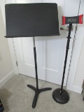 Lot on Stage Black Quick Release Round Base Mic Stand w/I Klip Multimedia Tablet Holder &