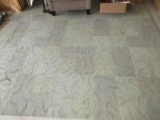 Area Rug Geometric Multicolor Block Design w/Raised Textured Stem Foliage Design