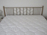 Transitional Modern Golden Tone Headboard Queen Size Platform Bed Stylish Design w/
