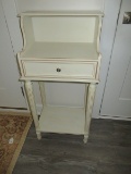 French Inspired Stylish Telephone Table w/Drawer & Lower Shelf on Reeded Legs Toupie Feet