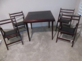 5pc Set Cosco Home & Office Co. Wooden Folding Game Card Table Black Vinyl Center Top w/