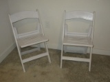 Pair Resin White Folding Chairs w/Backrest