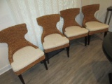 Unique Fabulous Set of 4 Dining Chairs Bohemian Contemporary Design Natural Woven Fiber